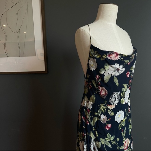 Alice + Olivia Reena Open Back Floral Midi Dress – Hazy Sapphire – Size 12 - Picture 3 of 10